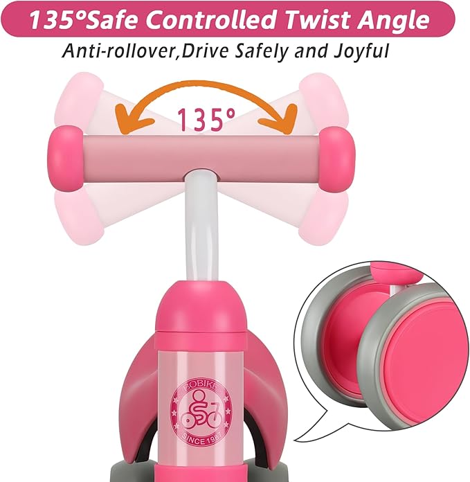 Baby Balance Bike Toys for 12-36 Months Kids Toy Boy Girls Gifts Toddler Best First Birthday Gift Children Walker No Pedal Infant 4 Wheels Bicycle (Rose Red)