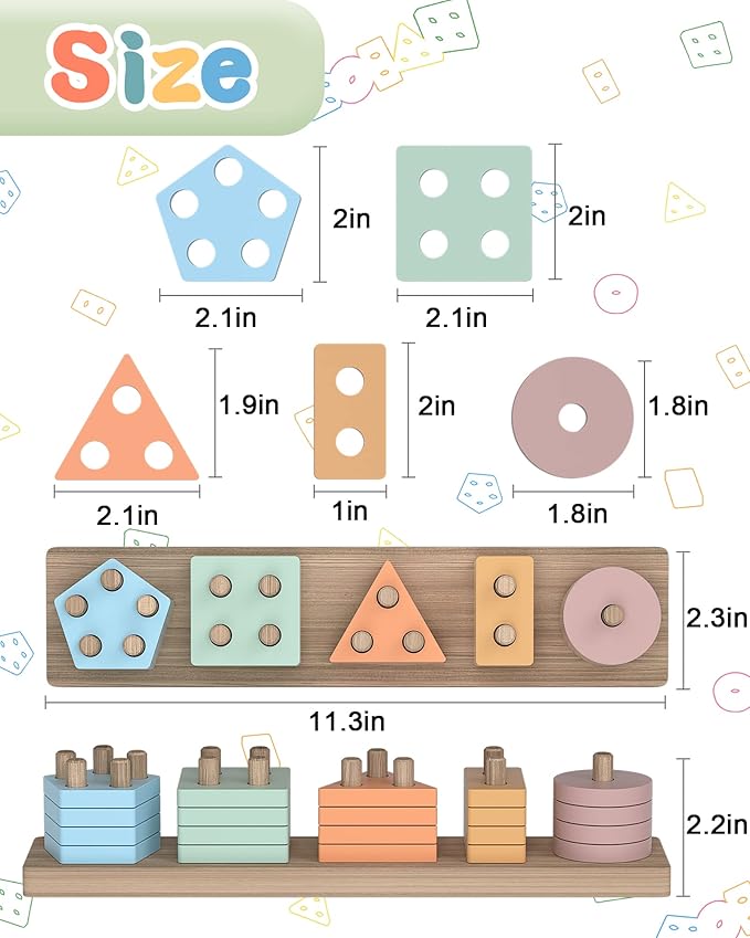 Yetonamr Montessori Toys for 1 2 3 Years Old Boys Girls Birthday Gifts, Wooden Sensory Toys for Ages 2-4 Toddlers Kids Baby, Toddler Stocking Stuffers Learning Toy Activities Puzzles Ages 1-3