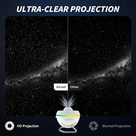 Ainael Galaxy Projector, Star Projectors Home Planetarium Space Ceiling Starry Sky Night Light with Light Strip, Meteor and Galaxy Projector & 2 Films Set for Kid Adult Gift