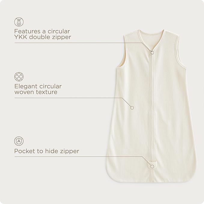 KUB Baby Unisex Sleep Sack 6-12 Months 2-Way Zipper Sleeveless Sleeping Bag 100% Cotton Wearable Blanket for Newborns Infant