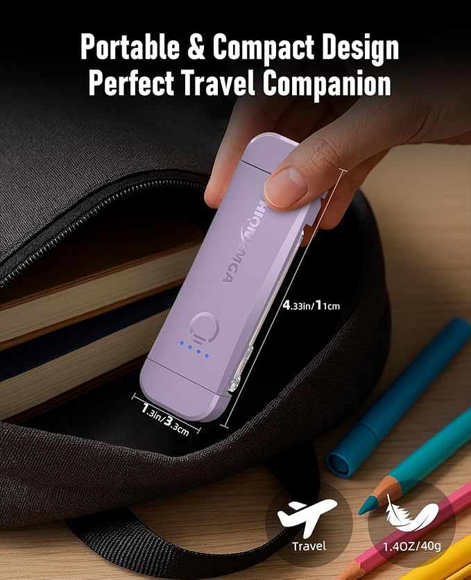 HIONXMGA Book Reading Light,Silent Touch Books Lamp for Reading in Bed,Rechargeable Clip on Booklight with 3 Amber Colors & 7 LEDs Precise Dimming for Eye Caring Night Reading,Book Lovers,Kids,Purple