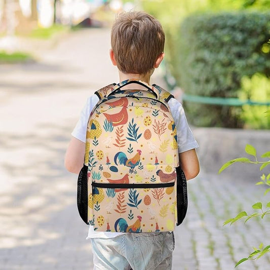 COOPASIA Chicken Backpack, 16 Inch Animal Theme Bookbag with Adjustable Straps, Durable, Lightweight, Large Capacity, School Backpack for Kids Girls Boys