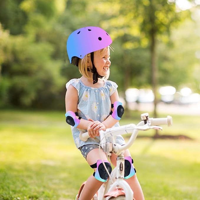 Kids Helmet,Toddler Skateboard Helmets for Ages 2-3-5-8-14 Years Boys Girls with Knee and Elbow Pads Wrist Guards fit Roller Skates,Skateboarding,Skating Scooter Adjustable Kids Helmet