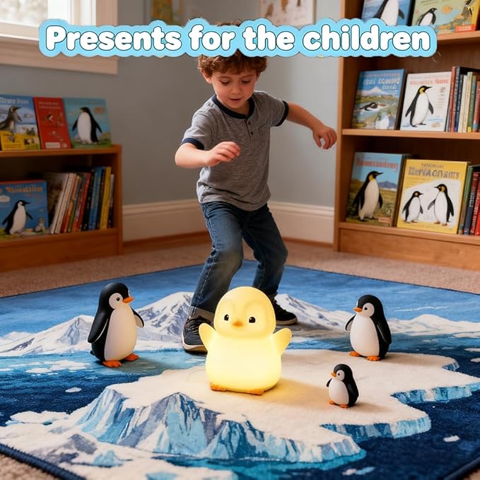 KangTen CHEN Cute Penguin Night Light for Kids Bedroom, Animal Silicone Nursery Night Lamp Touch Control Nightlights USB Rechargeable Bedside Lamp for Baby Children Toddlers Girls Gift