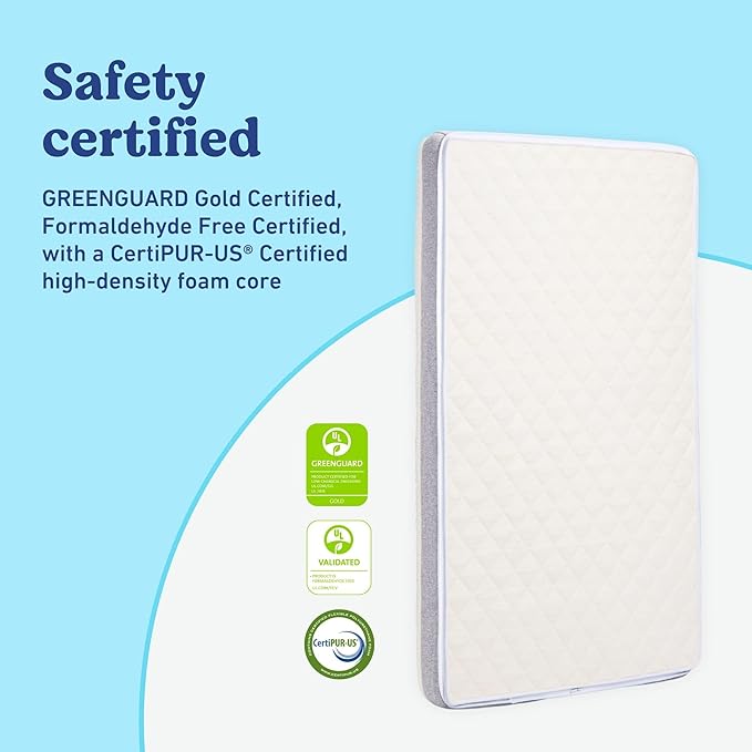 Graco Ultra 2-in-1 Premium Dual Sided Crib & Toddler Mattress - GREENGUARD Gold, CertiPUR-US Certified Foam, Machine Washable Cover with 100% Waterproof Surface, Fits Standard Crib & Toddler Beds