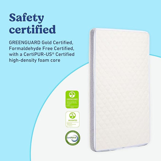 Graco Ultra 2-in-1 Premium Dual Sided Crib & Toddler Mattress - GREENGUARD Gold, CertiPUR-US Certified Foam, Machine Washable Cover with 100% Waterproof Surface, Fits Standard Crib & Toddler Beds