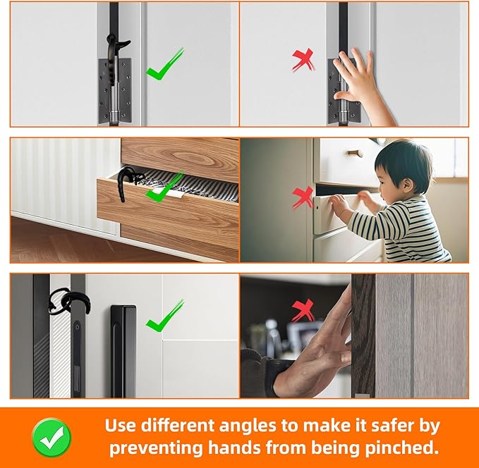 Hawsam 6 Pack First Responder Door Stops Upgrade 2.0 Black Door Stoppers Security Baby Proof Door Handle Stopper Finger Pinch Guard for Window, Cabinet, Law Enforcement,Police
