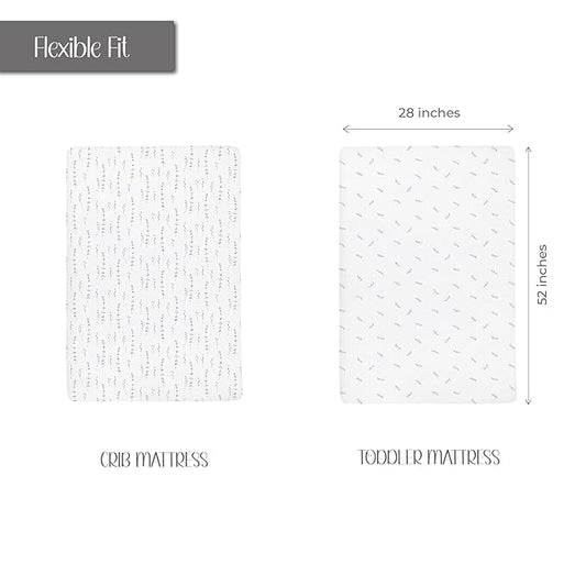Ely’s & Co. Crib Sheets, Baby Boy/Girl Fitted Crib Mattress Sheet Set, 2 Pack, 100% Jersey Knit Cotton, Infant and Toddler Nursery Bedding, Forest Grey Print, 28” x 52”