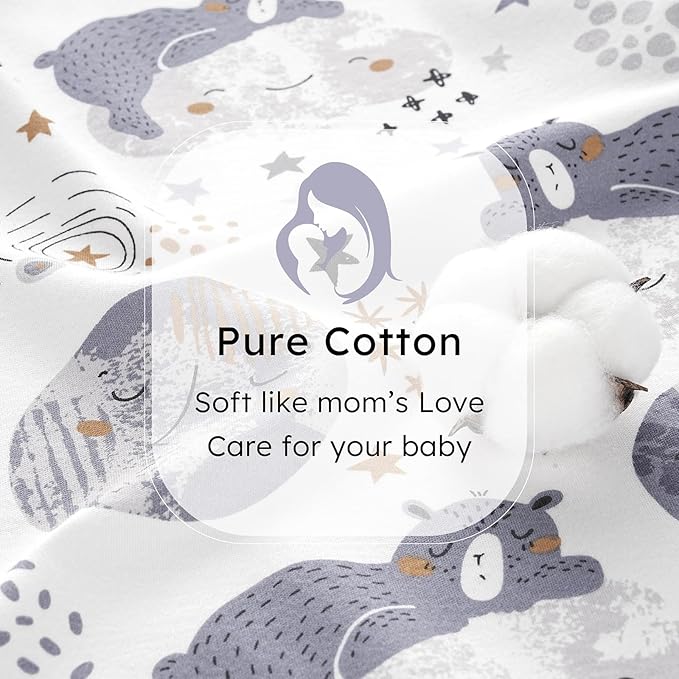 Baby Sleep Sack 6-12 months, 100% Cotton Sleeping Sack for Newborn and Infant, 3 Pack Baby Wearable Blanket for Boy and Girl, 0.5 Tog Lightweight Double Zipper Sleep Bag Grey Moon Bear
