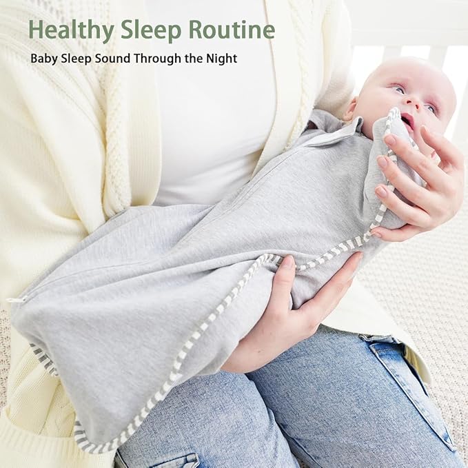 Transition Swaddle 3-6 Months Baby Sleep Sack Arms up Swaddle 2-Way Zipper 100% Cotton Arms in/out, 0.8 Tog Baby Transitional Swaddles Sack for Boy Girl, 2-Pack (Medium 14-20lbs)