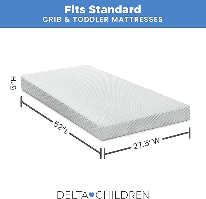 Delta Children Breathable Crib Mattress Pad Cover - 100% Breathable Mattress Pad Cover for Cribs - Elastic Edges for Secure, Universal Fit - Machine Washable - 1 Pack, White
