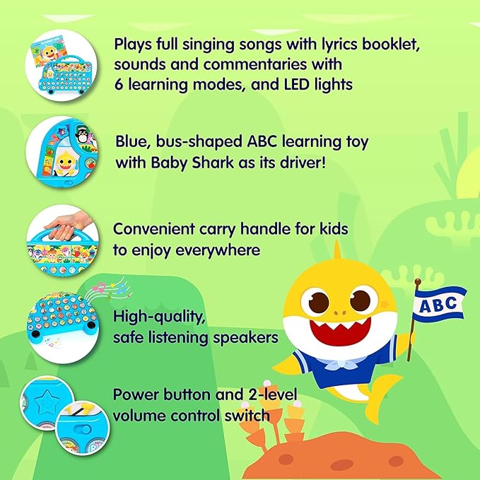 Pinkfong Baby Shark ABC Alphabet Bus (2nd Edition) Sound Pad | Premium Interactive Electronic Toy, Music Pad | Learning & Education Toys, Gifts for Kids and Toddlers