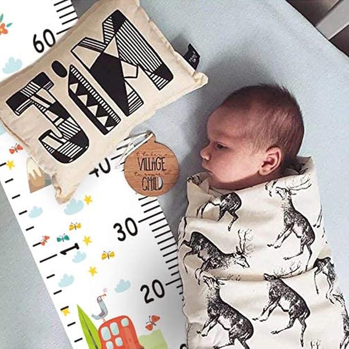 MIBOTE Baby Growth Height Chart Handing Ruler Wall Decor for Kids, Canvas Removable Height Growth Chart 79" x 7.9" (Colorful)