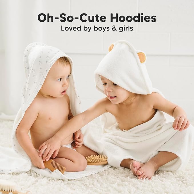 KeaBabies Hooded Baby Towel for Newborn - Viscose Derived from Bamboo Large Baby Bath Towels with Hood for Boys, Girls, Toddler, Extra Absorbent & Soft Newborn Bath Essentials (Wildscape, Regular)