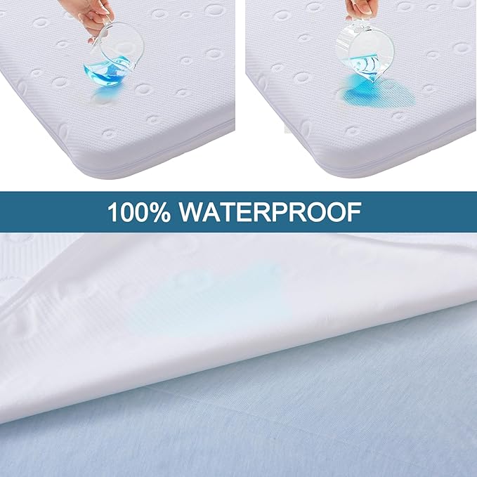 Pack and Play Mattress, 38" x 26" x 1.5", Dual-Sided Comfort Gel Memory Foam, White, Waterproof, Washable, Breathable, Machine Wash, 1 Count
