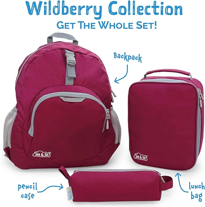 JAN & JUL Kids' Water Resistant Backpack for School, Lightweight Schoolbag for Boys and Girls (Wildberry, One Size)