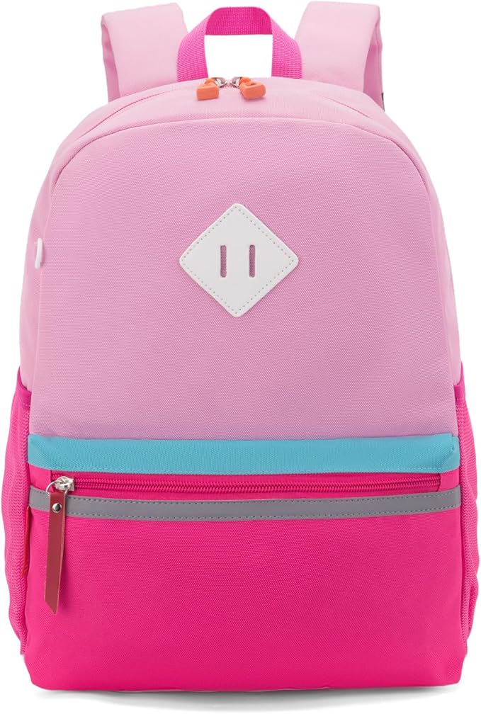 HawLander Little Kids Backpack for Boys or Girls, Toddler School Bag Fits 3 to 6 years old, Pink Rose, 15 Inch