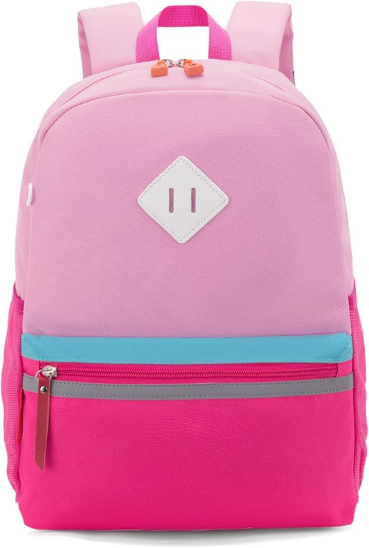 HawLander Little Kids Backpack for Boys or Girls, Toddler School Bag Fits 3 to 6 years old, Pink Rose, 15 Inch