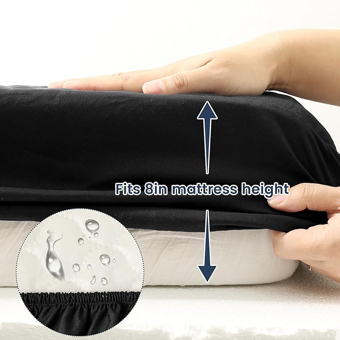 david's kids 2 Pack 52''x28'' Waterproof Crib Mattress Protector Pad Cover Stretch up to 8", Fitted Standard Crib and Toddler Mattresses, Soft and Breathable for Boys Girls, Machine Washable, Black