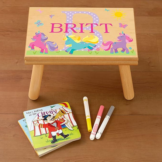 Let’s Make Memories Personalized My Own Name Step Stool - Children’s Step Stool - Sturdy Wood – Non-Toxic Paint, Sealer - Jungle Design - White - 14’Wx9.25”Lx8.75”H - Ages 3+