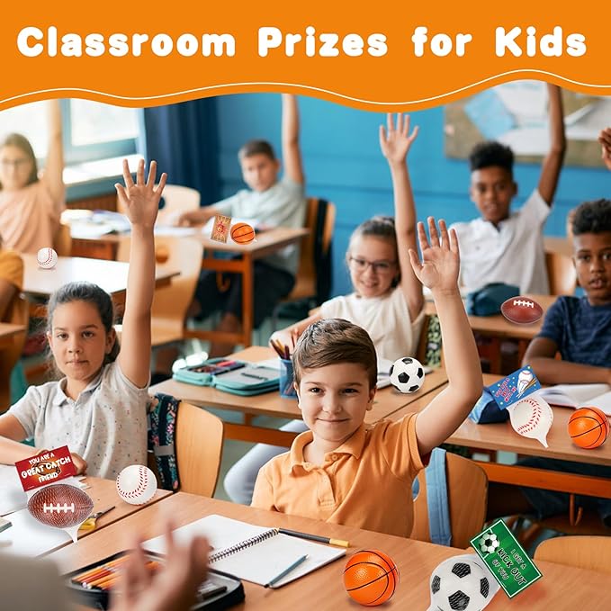 Thremhoo 16 PCS Stress Balls Party Favor for Kids 8-12 Goodie Bag Stuffers Classroom Prizes for Kids Pinata Fillers Boys Birthday Party Gifts Sport Foam Bouncy Balls Toddler 4-8 Bulk Small Toys
