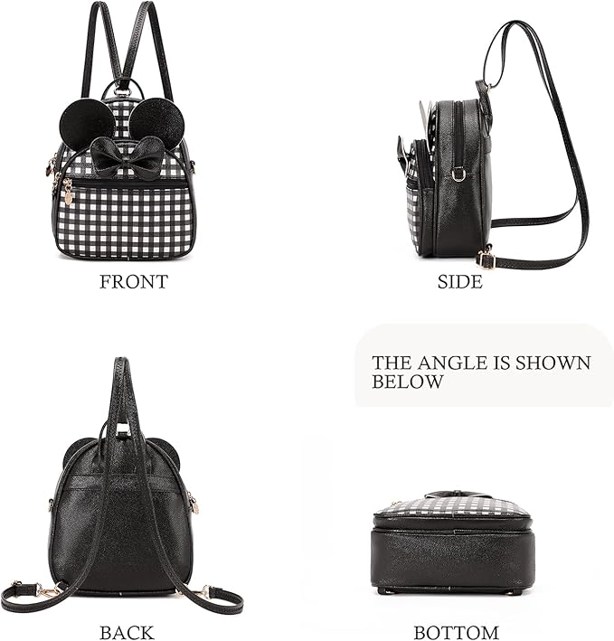 KL928 Girls Mini Backpack Bowknot Polka Dot Cute Small Daypacks Convertible Shoulder Bag Purse for Women