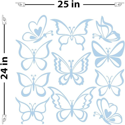 The Decal Guru Butterfly Wall Art Vinyl Stickers DIY Nursery or Girls Room Decor Peel and Stick Butterflies Decals (Powder Blue, 24x25 inches)