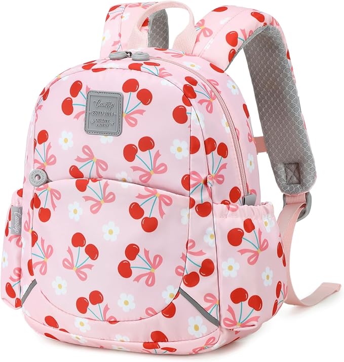 CAMTOP Toddler Backpack for Boys Girls 2-4, Kids Backpacks for Kindergarten Preschool, 12" H Small Bookbag for Daycare Travel (Cherry Pink, 12''- Not fit A4 folder)