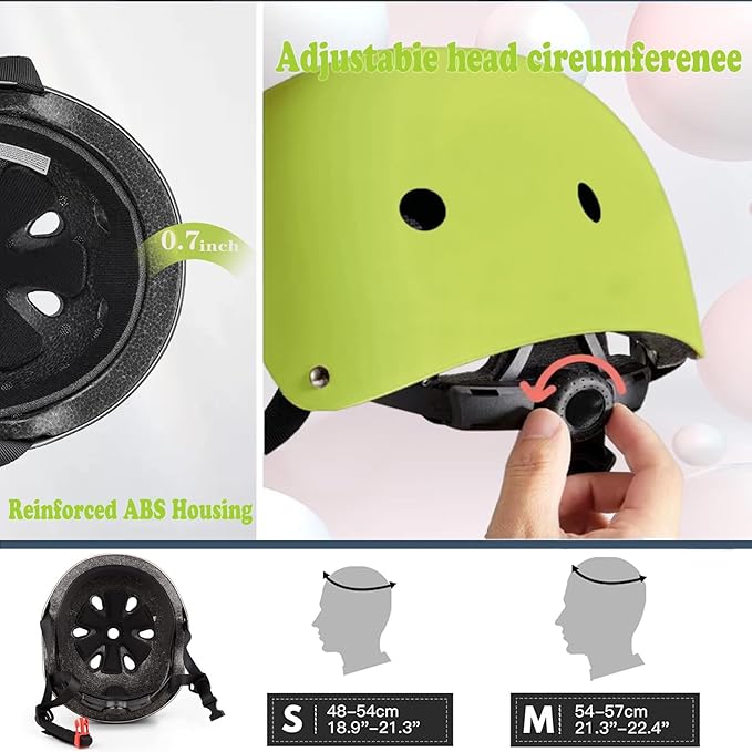 Kids Helmet,Toddler Skateboard Helmets for Ages 2-3-5-8-14 Years Boys Girls with Knee and Elbow Pads Wrist Guards fit Roller Skates,Skateboarding,Skating Scooter Adjustable Kids Helmet