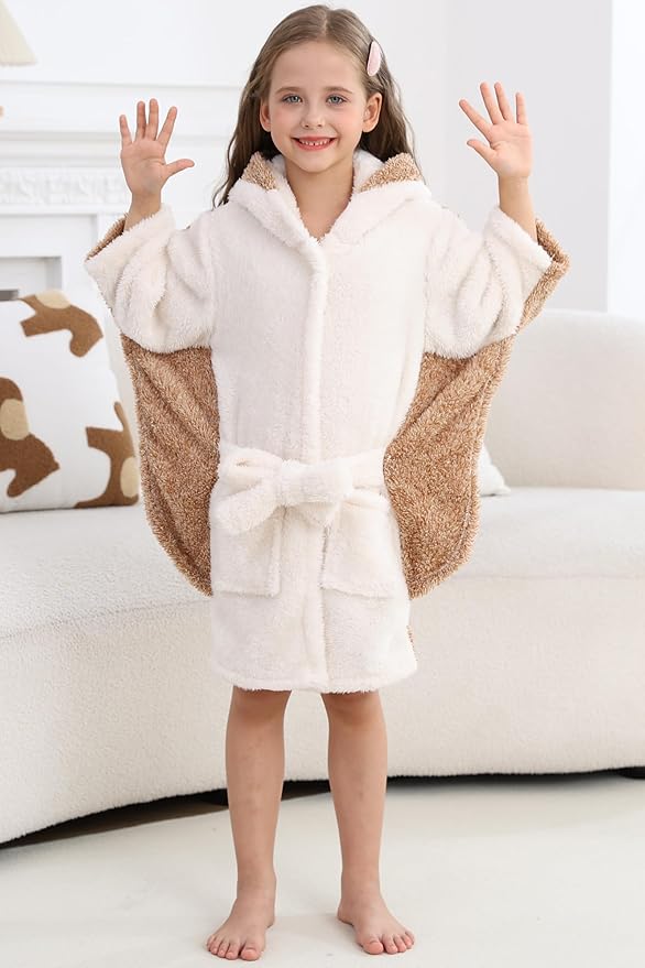 DELEY Girl's Robe Baby Boys Hoodie Robes Toddler Bathrobes for Kids Pajamas Sleepwear