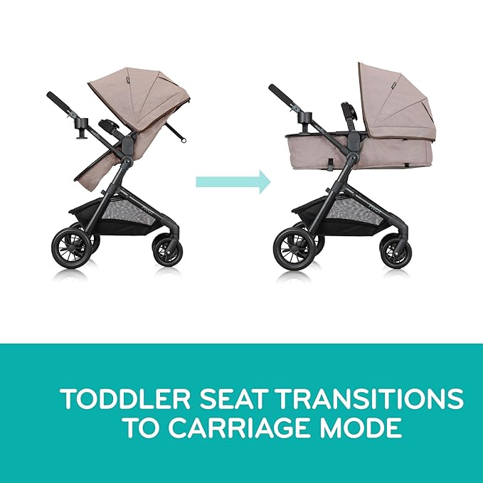 Evenflo Pivot Modular Travel System with LiteMax Infant Car Seat (Desert Tan)