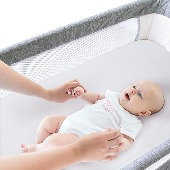 Bassinet Sheets Fit for Pamo Babe Baby Bedside Sleeper, AMKE and Maydolly Baby Bedside Bassinet,100% Cotton, 2 Pack, Ultra Soft Bassinet Fitted Sheets, White and Gray
