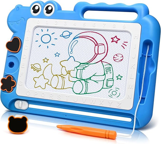 AiTuiTui Magnetic Drawing Board Toddler Toys Gift for Girls Boys, Color Sketch Writing Scribble Doodle Pad Travel Games, Educational Learning Kids Toys for Birthday or Valentine (Blue)