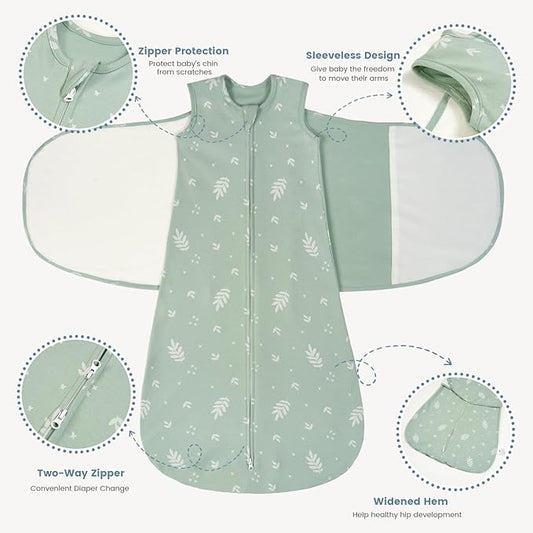 ZIGJOY Baby Swaddle Sleep Sack, 1.0 TOG Sleep Sack Swaddles for Newborns & infant 6-12 Months 100% Cotton Baby Wearable Blanket for Newborn Registry Essentials