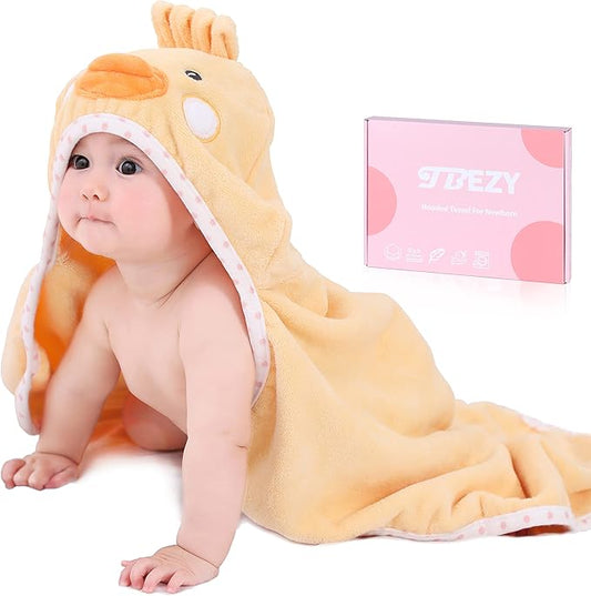 Baby Hooded Towel with Unique Animal Design Ultra Soft Thick Cotton Bath Towel for Newborn (Chick)