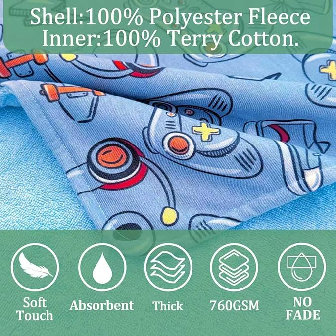 VOOVA & MOVAS Double-Layered Thick Baby Hooded Towel Poncho (2-4 Years, 20x21 Inches) | Ultra Soft & Absorbent Cotton Toddler Bath Towel for Swimming, Beach, Shower & Winter, Game