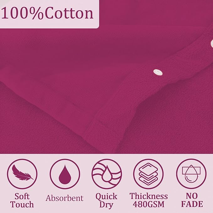 VOOVA & MOVAS Toddler Hooded Poncho Towel with Bear Ear, 0-3Years | 100% Cotton, Ultra-Soft & Absorbent | Gentle for Sensitive Skin, Bath, Pool & Beach Towel | Newborn, Rose Red