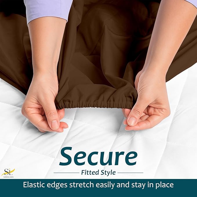 Twin XL Mattress Protector Fitted Sheet Style - Waterproof Vinyl Mattress Cover, Breathable, Bed Wetting & Spill Protection, Fits Mattresses up to 11.5" Deep (Chocolate)