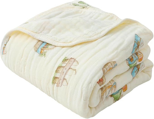 Ultra Soft Muslin Baby Blanket,A Versatile Swaddle and Bed Blanket for Babies, Toddlers, Boys, and Girls (1 Pack Rabbit).