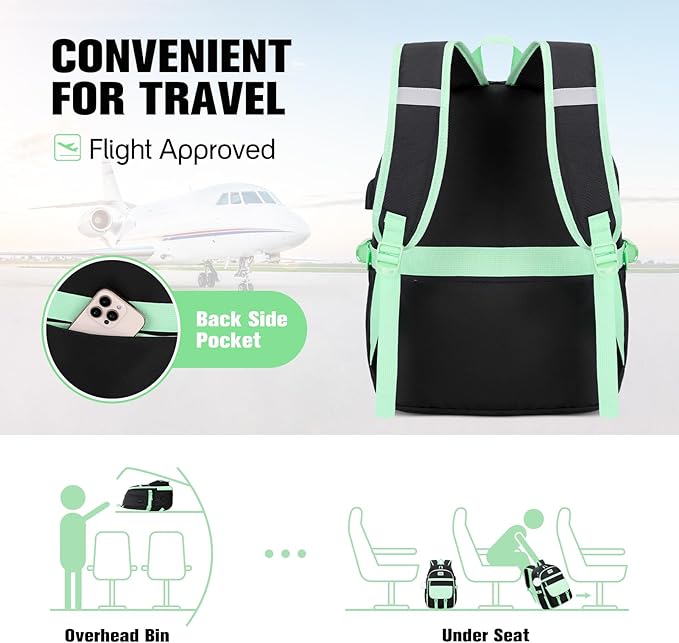 Bevalsa Backpack for Girls, School Backpacks for Girls, Kids Backpack with Lunch Box & Pencil Pouch for Teens Girl Kids Elementary Middle High School College Student Bookbag Daypack (Green Black)
