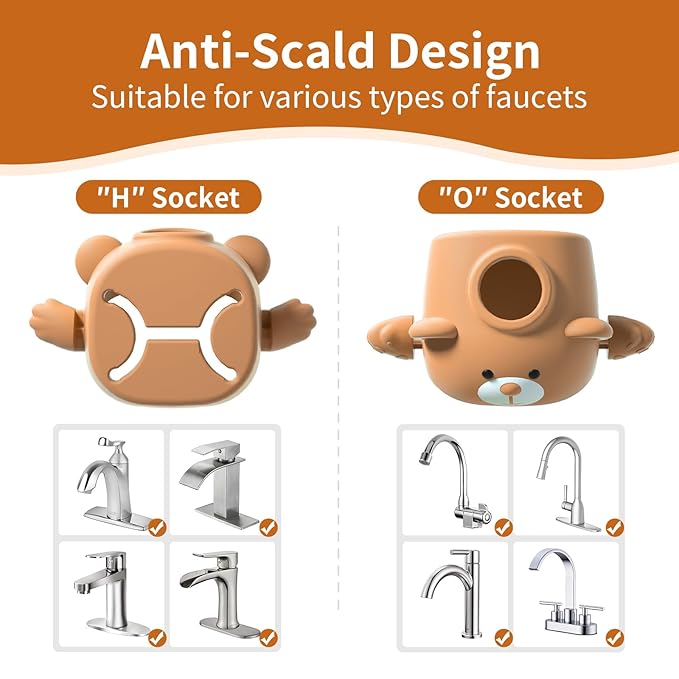 Skyroku Toddler Faucet Extender & Blue Bathtub Spout Cover, Sink Extender with Temperature Sensor for Bathroom Sinks, Kitchen, Bathtubs, Bundle and Save! (BrownPink)