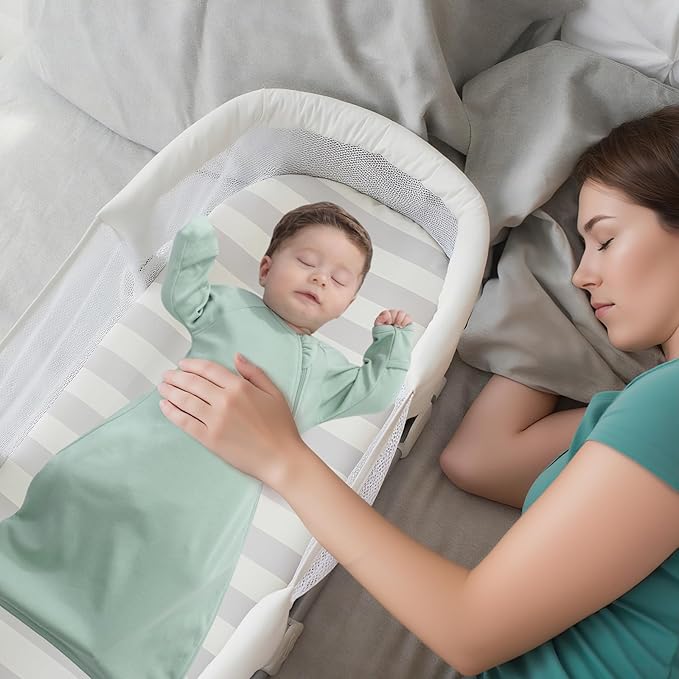 Baby Transitional Swaddle Sack Arms Up Length Sleeves Mitten Cuffs 2 Pack 6-12 Months, Cotton Wearable Sleeping Bag Swaddling Blanket for Babies Boys Girls Sleep Sacks Snug Fit Calms Startle Reflex