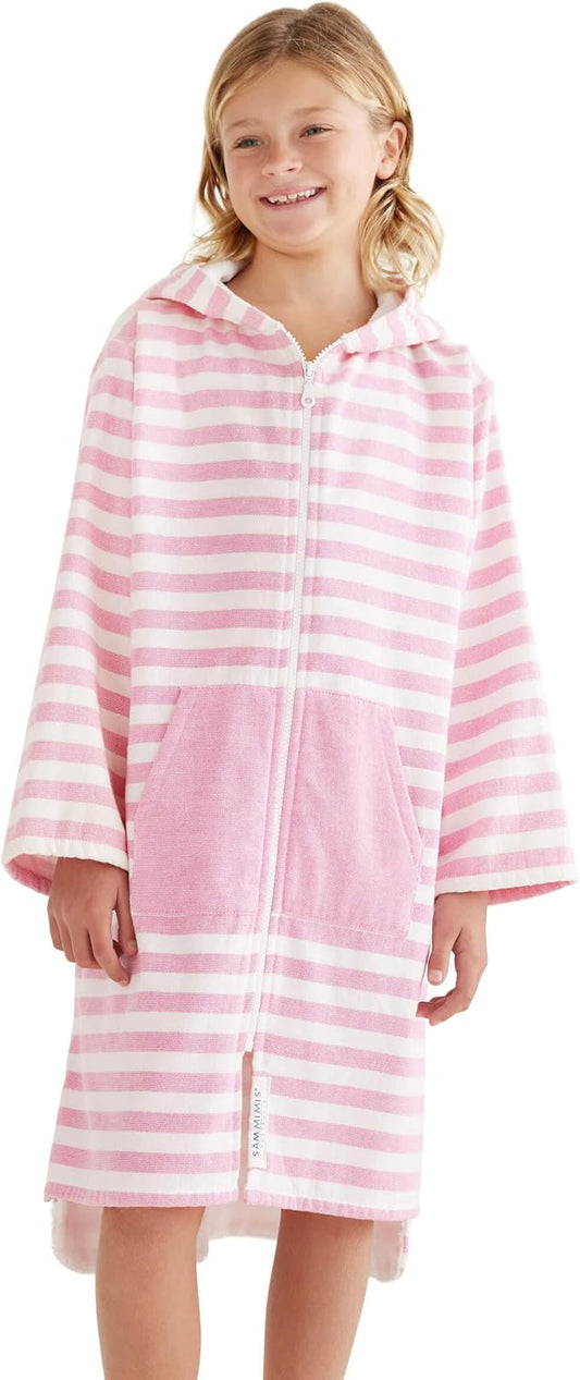 SAMMIMIS Kids Bathrobe & Hooded Towels for Kids - Soft Turkish Bath Towels with Terry Lining, Zip & Pockets - Gift Idea