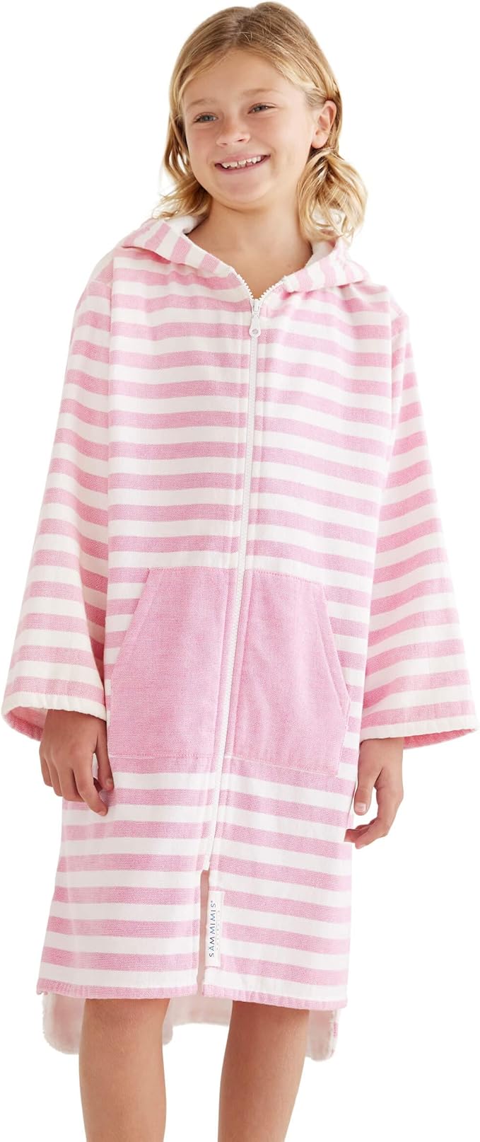 SAMMIMIS Kids Bathrobe & Hooded Towels for Kids - Soft Turkish Bath Towels with Terry Lining, Zip & Pockets - Gift Idea