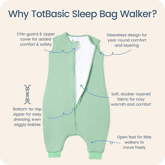 Toddler Sleep Sack with Feet, 1.0 TOG Baby Sleeping Bag with Legs, Oversized Wearable Blanket for 2T, 3T, 4T Walkers
