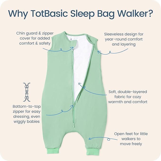 Toddler Sleep Sack with Feet, 1.0 TOG Baby Sleeping Bag with Legs, Oversized Wearable Blanket for 2T, 3T, 4T Walkers