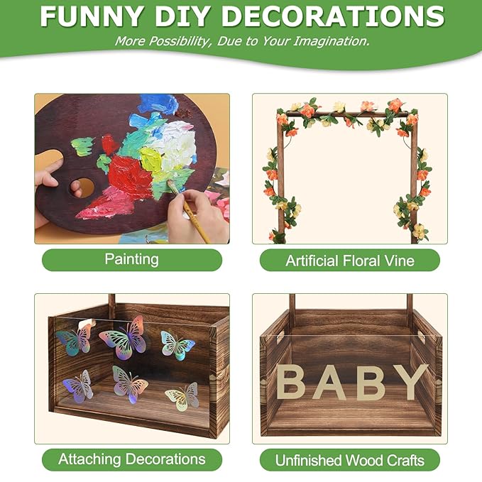 PIIOSER Baby Shower Crate Closet, Multifunctional Wooden & Acrylic Visible Baby Storage Box with Handle, Newborn Welcome Baby Toy Baskets for Boys Girls, Pregnancy Gifts for New Moms (Brown)
