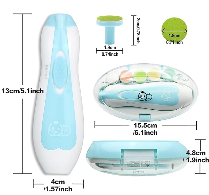Baby Nail Trimmer 21 in 1, Usage Labeled Case & 13 Extra Replacement Tools, Royal Angels Baby Electric Nail File, Baby Nail Care, Nail Clipper Newborn Toddler Toes & Fingernails Nail Kit (Yellow)