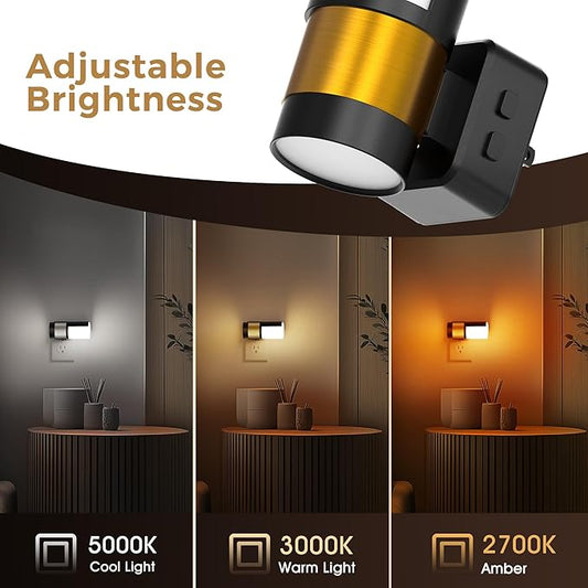L LOHAS LED Night Lights Plug into Wall, 2 Pack, Plug in Night Light, Soft White/Cool White/Amber, Dimmable Backlit Nightlight with Light Sensor, 180° Rotatable Nightlights Plug in Wall for Hallway