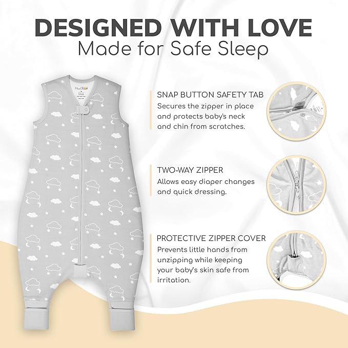Mama Cheetah Toddler Sleep Sack with Feet 2T, 2.5 TOG Organic Cotton Baby Sleeping Bag with Legs, Winter Baby Wearable Blankets for Early Walker M